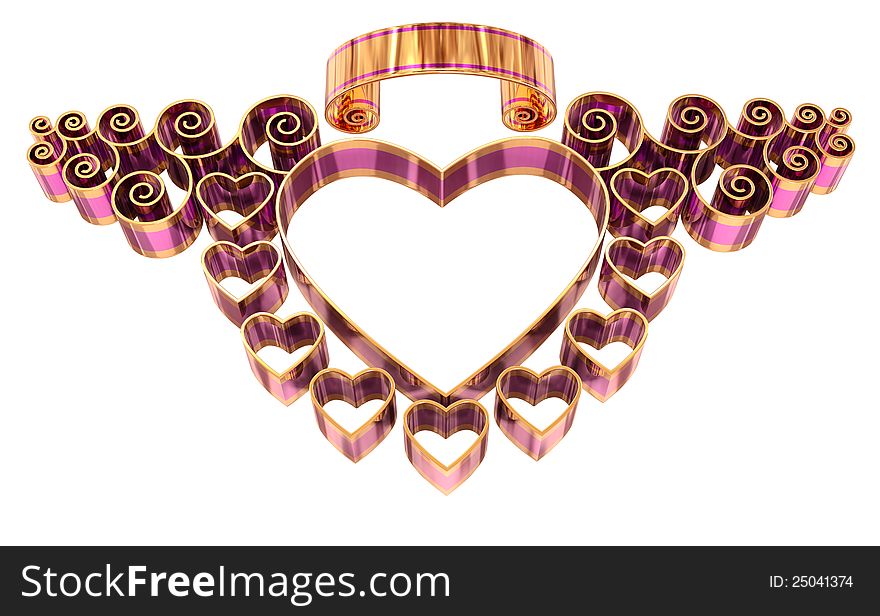 Beautiful twisted frame with hearts and curls