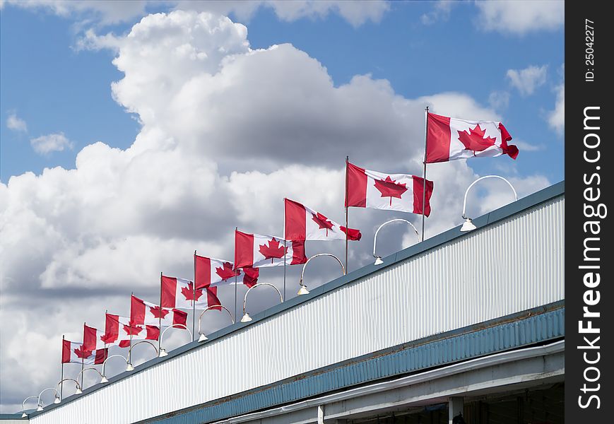 Canada Flags On Top Of A Building