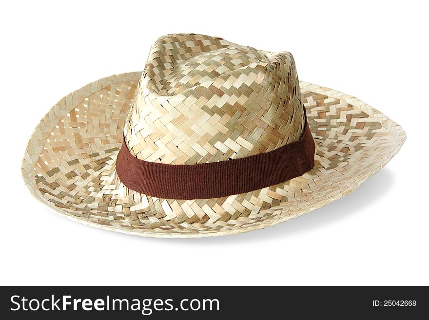 Straw hat on white background.