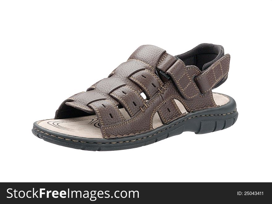 Dark brown leather sandal for men