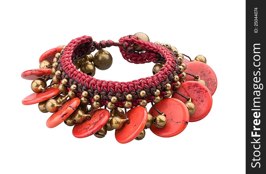A cute brass bracelet decorated by gemstones