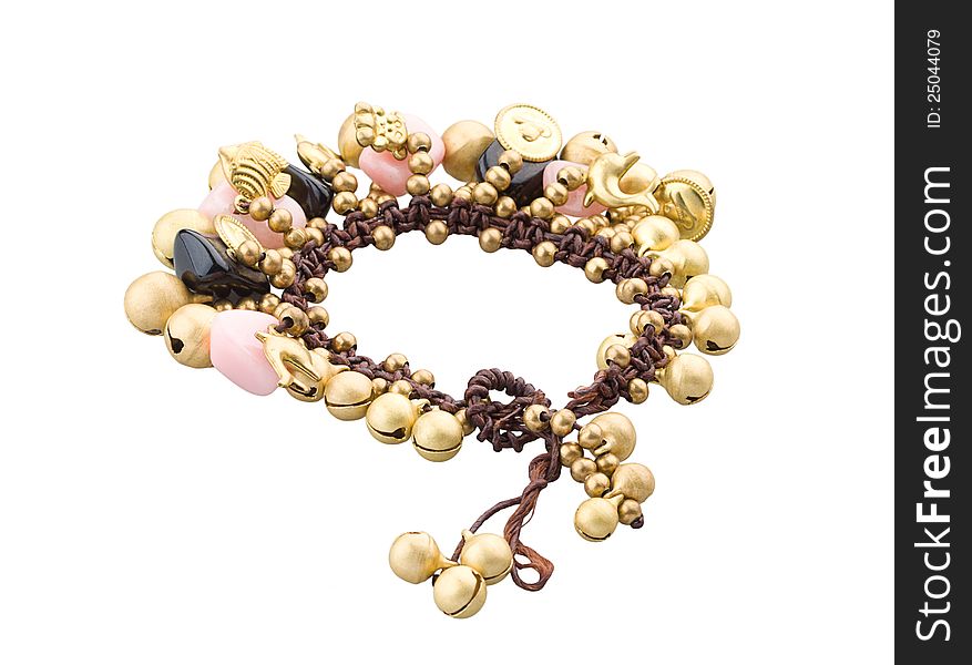 A cute brass bracelet decorated by gemstones