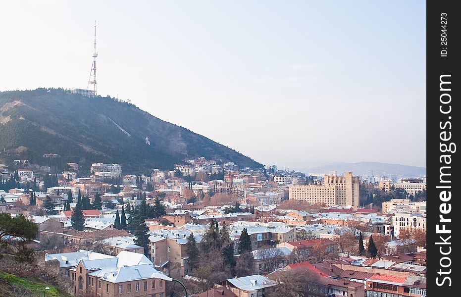 Panoramic view of Tbilisi city with medieval castle of Narikala , Republic of Georgia, Caucasus regionll. Panoramic view of Tbilisi city with medieval castle of Narikala , Republic of Georgia, Caucasus regionll