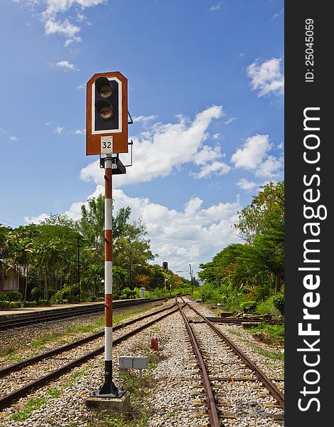 Traffic light on railway track. Traffic light on railway track