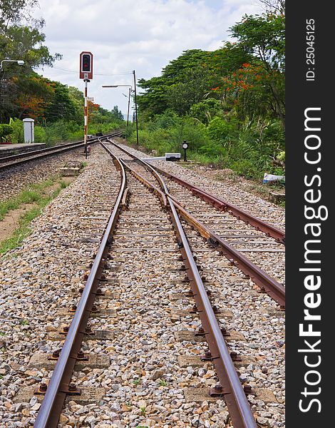 Traffic light on railway track. Traffic light on railway track