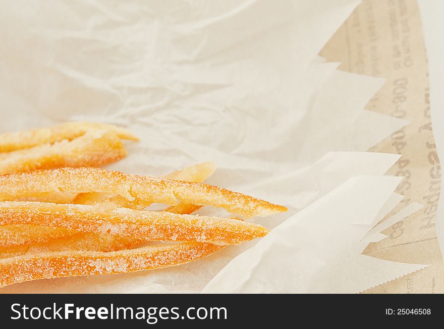 Candied orange peel for tea time or for cooking