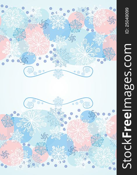 Vector seamless winter background with snowflakes and frame. Vector seamless winter background with snowflakes and frame