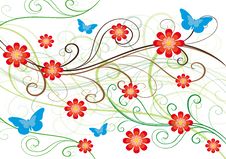 Red Flowers And Butterflyes Decoration Royalty Free Stock Image Red Flowers And Butterflyes Decoration Royalty Free Stock Image