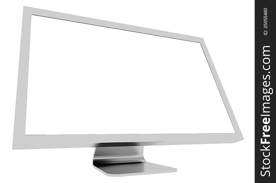Flat screen LCD monitor, isolated on white