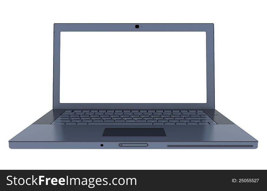 Laptop with white background front pose and perfect light