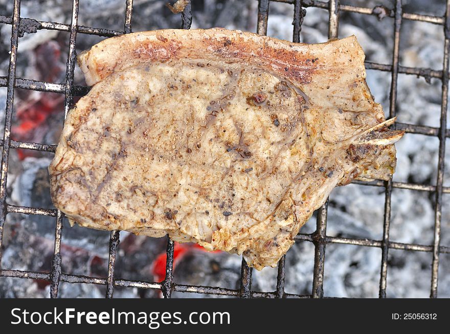 Tasty grill kebab on a charcoal