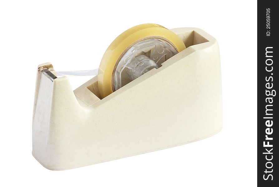 Sticky tape dispenser isolated on white background