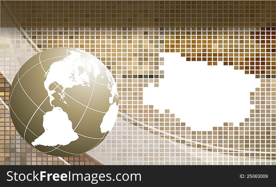 Abstract modern mosaic vector frame with globe. Eps10