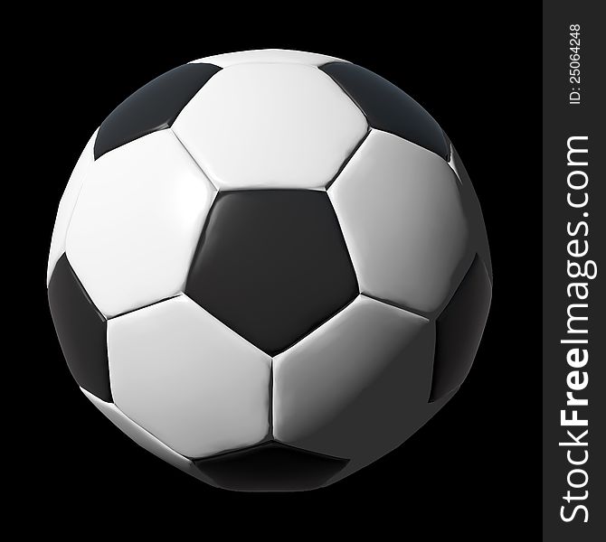 Leather Soccer Ball Isolated On Black