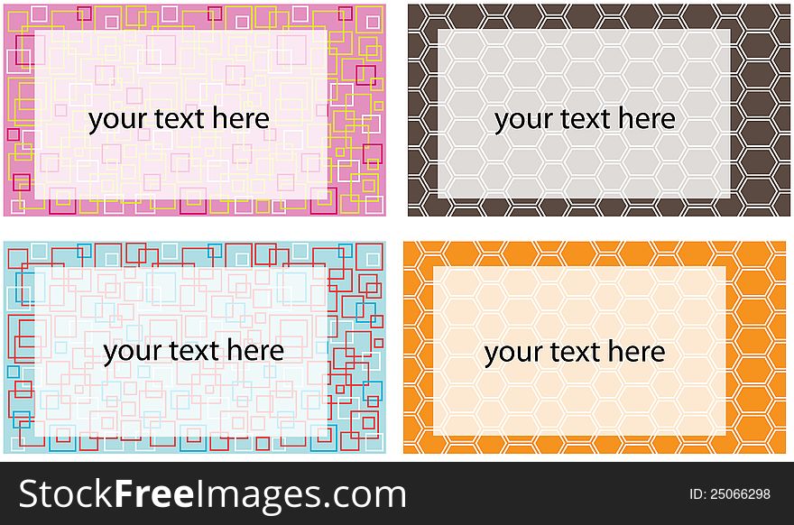Set of colorful retro business cards
