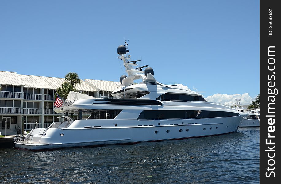 Ultraluxury yacht docked in Fort Lauderdale, Florida. Ultraluxury yacht docked in Fort Lauderdale, Florida