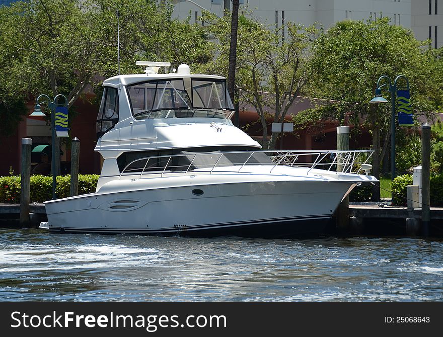 Private yacht on a South Florida waterway. Private yacht on a South Florida waterway