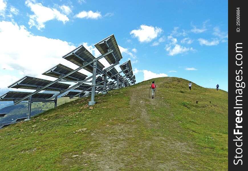 Photovoltaic power plant in the mountain landscape