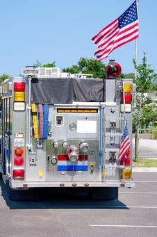 Fire Truck With United States Flag Royalty Free Stock Photo Fire Truck With United States Flag Royalty Free Stock Photo