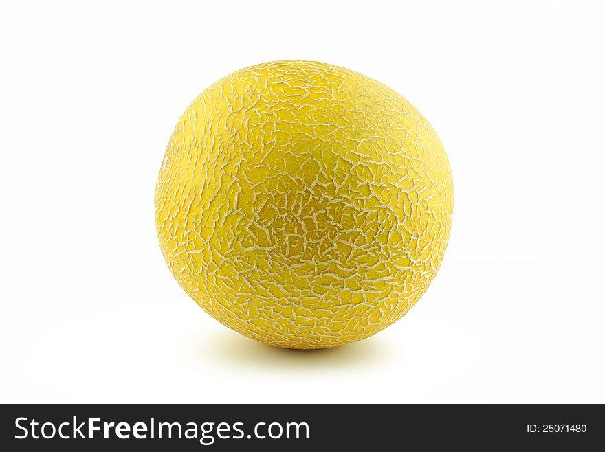 Juicy yellow melon cantaloupe on white background