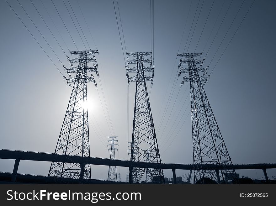 Monochrome Power Transmission Tower  Group