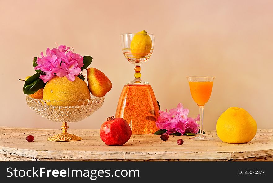 Still Life with fruits and flowers