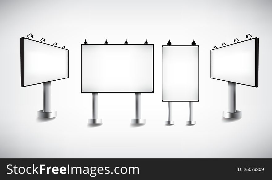 White billboard with empty space. Vector illustration. White billboard with empty space. Vector illustration.