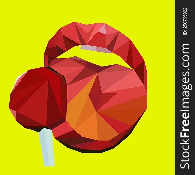 Lips, Lollipop On A Bright Yellow Background