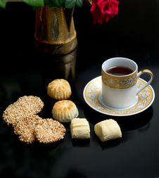Oriental Cookies And Cup Stock Photos Oriental Cookies And Cup Stock Photos