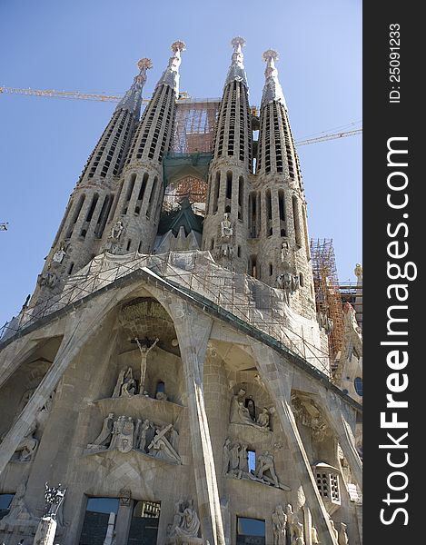 Spain. Barcelona. Sagrada Familia. Passion facade Christ's.