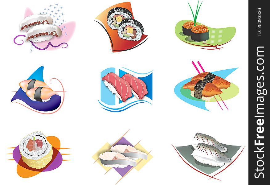 Selection of sushi clip art