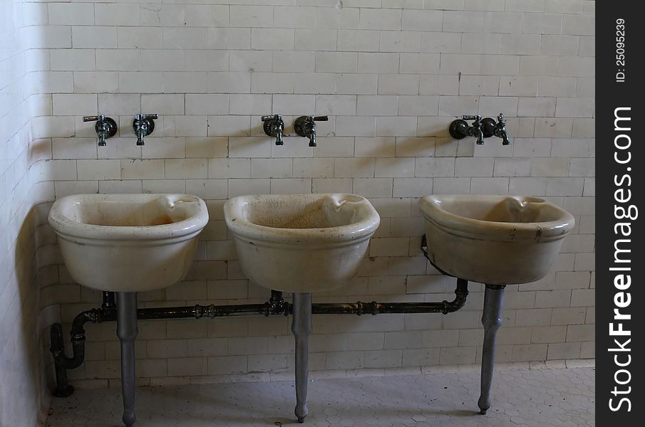 Wash basin from the dormitory on Ellis island used by the immigrants who arrived and stayed there