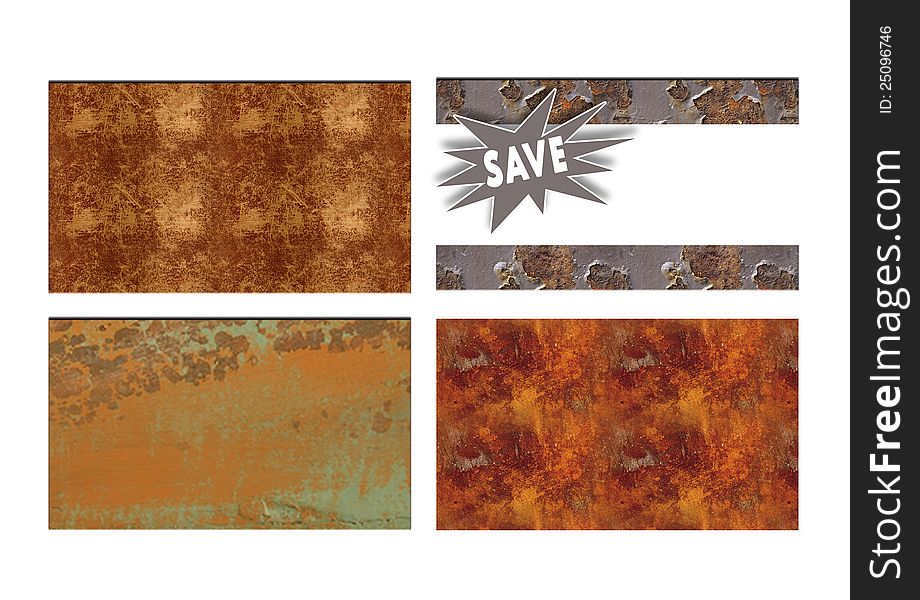 Four Metal Grunge Business Card Template Backgrounds. Save!