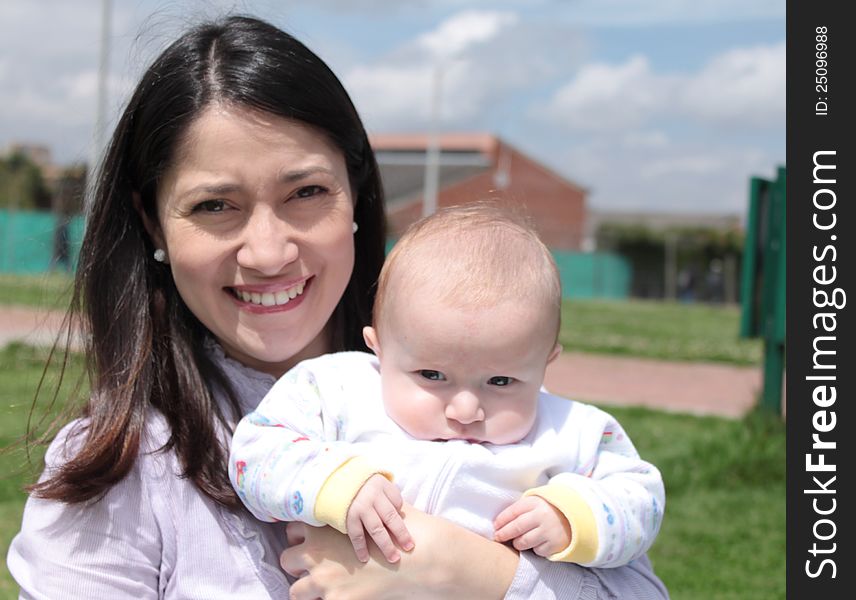 Mother with her baby outdoor