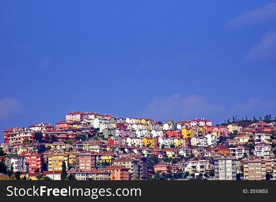 Colorful buildings on the top of hill. Colorful buildings on the top of hill