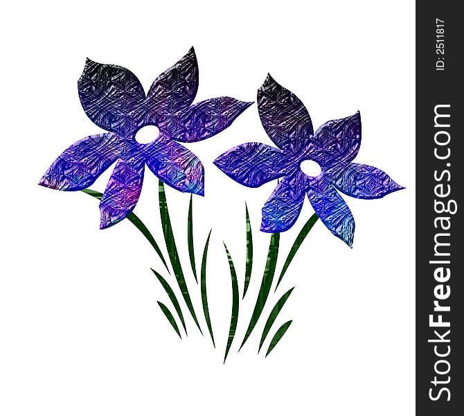 Blue Textured Flowers