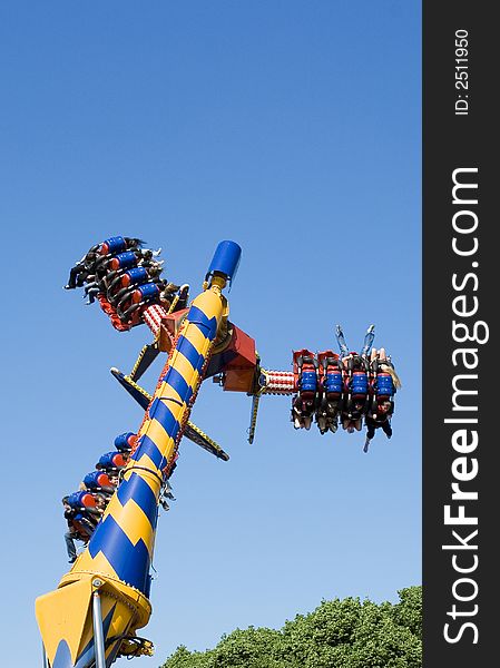 A thrill ride in an amusement park