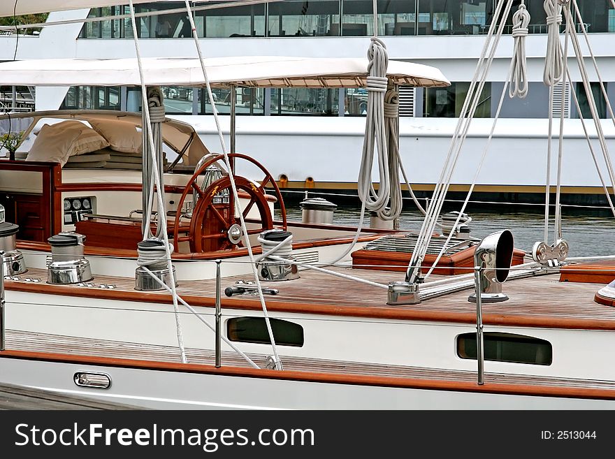 The wheel house of a classic old yacht. The wheel house of a classic old yacht