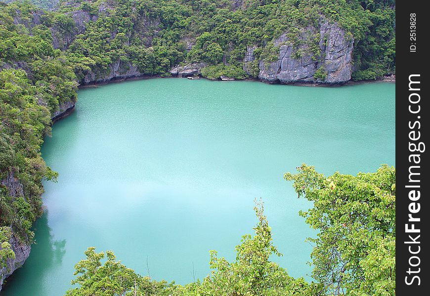 Lake in the rocks in samui island thailand