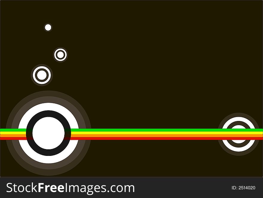 Vector illustration, brown background and rainbow
