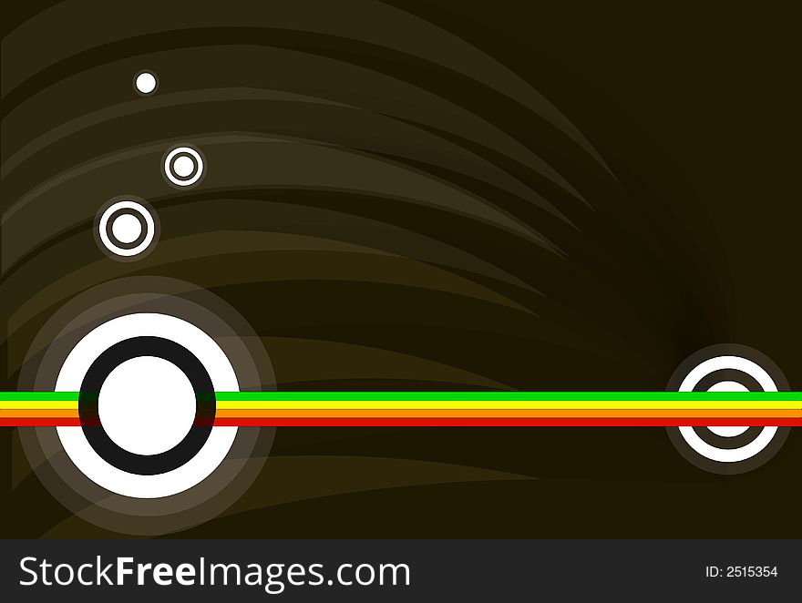 Vector illustration, rainbow and  brown background