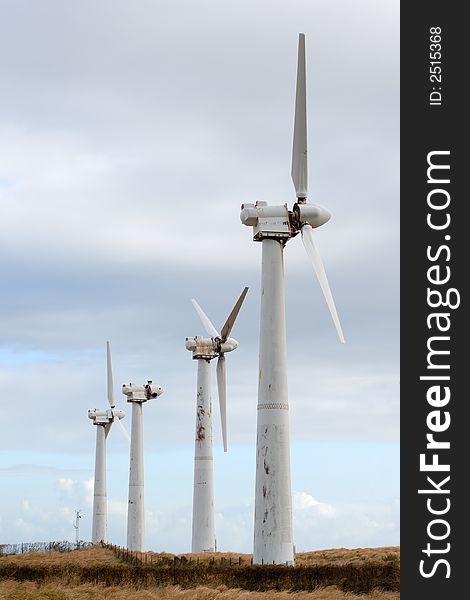 Wind power turbines in the field. Wind power turbines in the field