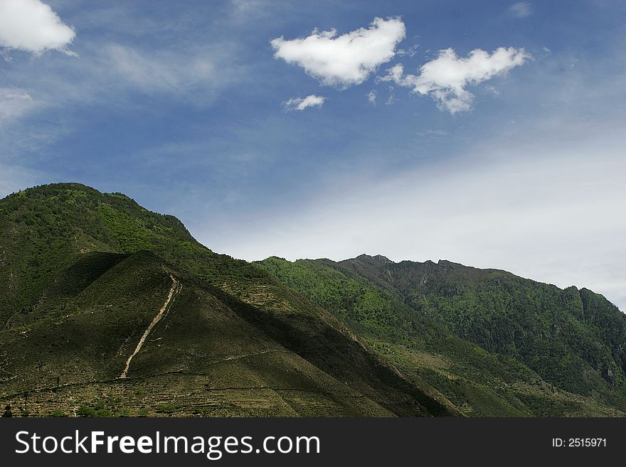 River along a mountain village