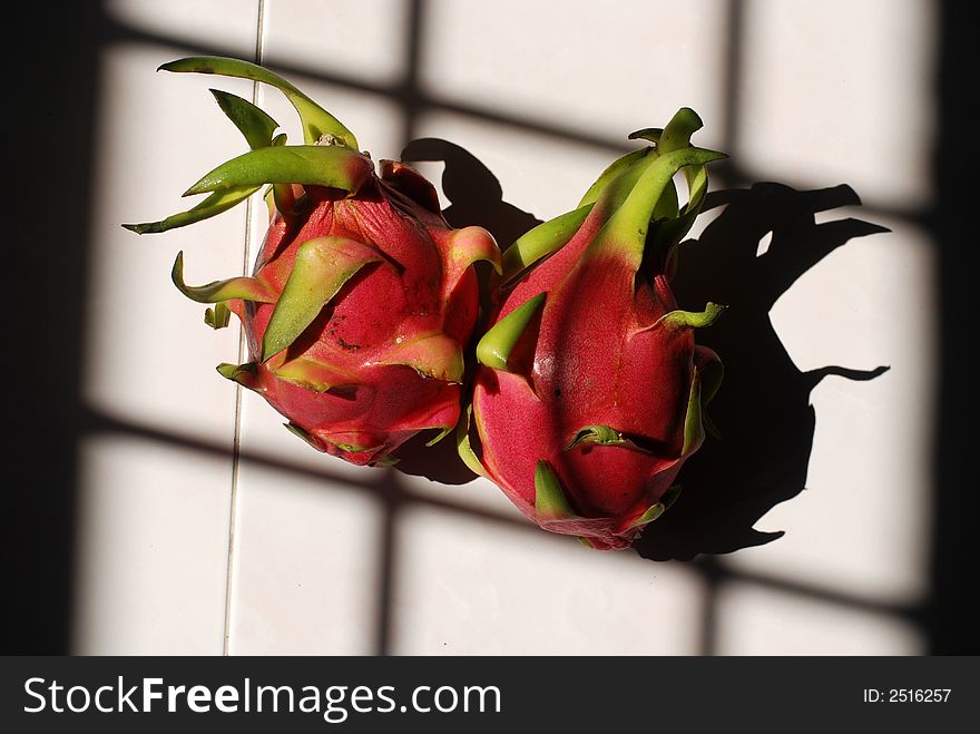 Dragon fruit on the floor