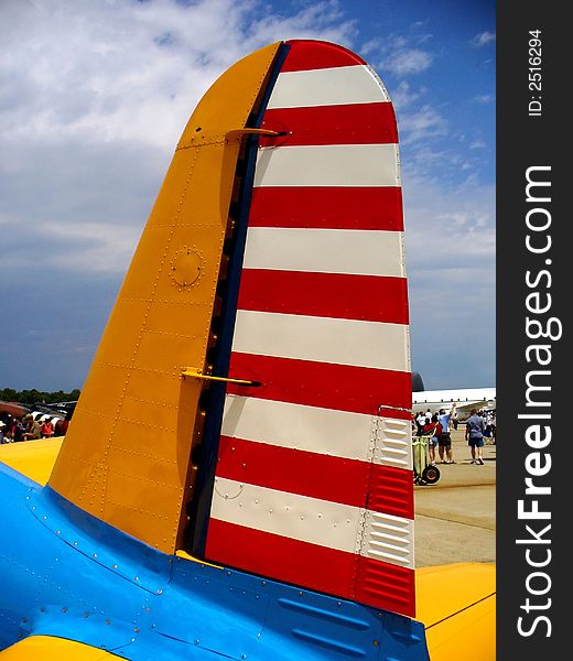 Photo of colorful airplane rudder at Andrew's Air Force Base in Maryland during Open House Day.