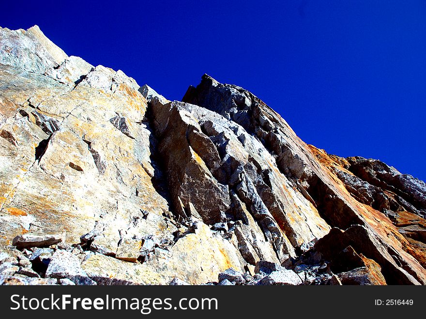Beautiful mountain on the blue sky background