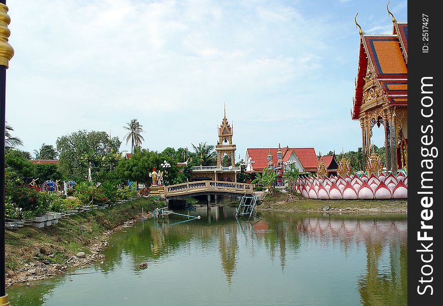 Temple in lake samui island thailand