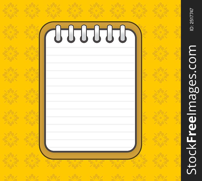 A blank notepad illustration with yellow background