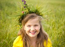 Girl With Wreath Stock Photo Girl With Wreath Stock Photo