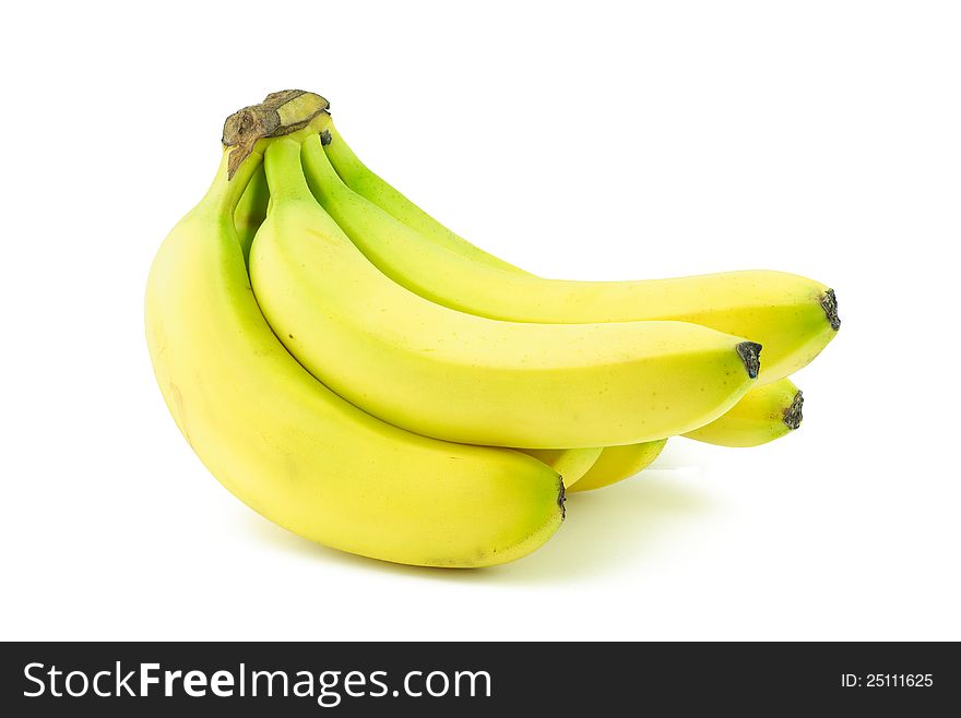 Ripe and tasty bananas on white background